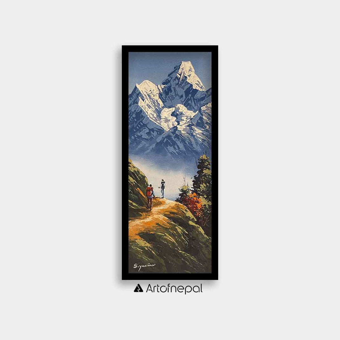 ALSY09 - A small landscape painting of Mountains and hills - Artofnepal