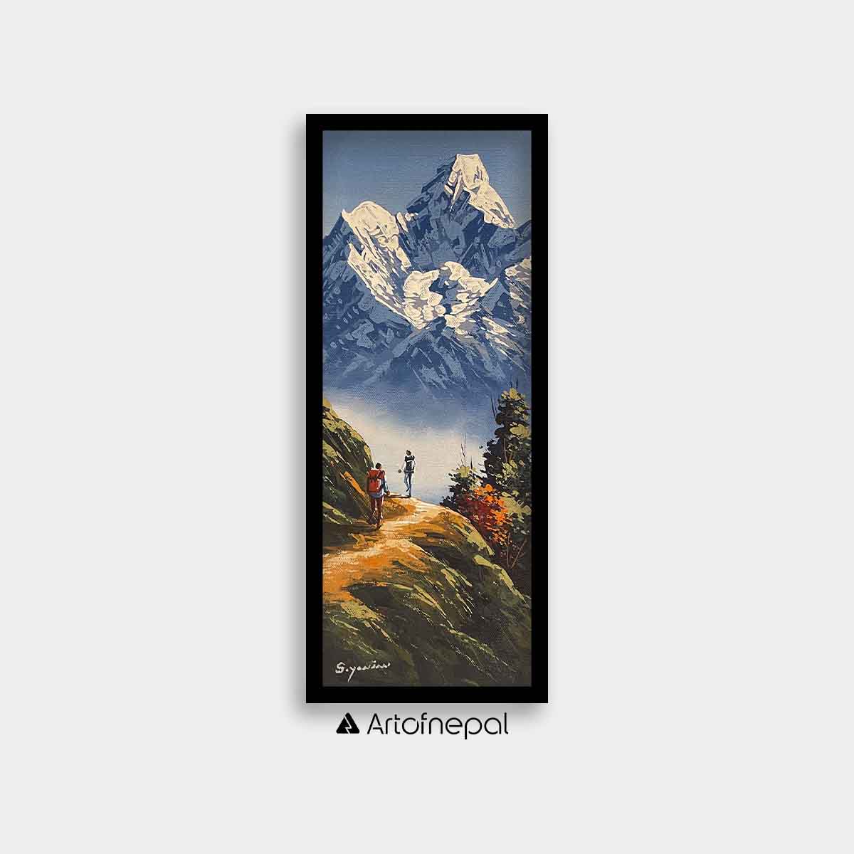 ALSY09 - A small landscape painting of Mountains and hills - Artofnepal