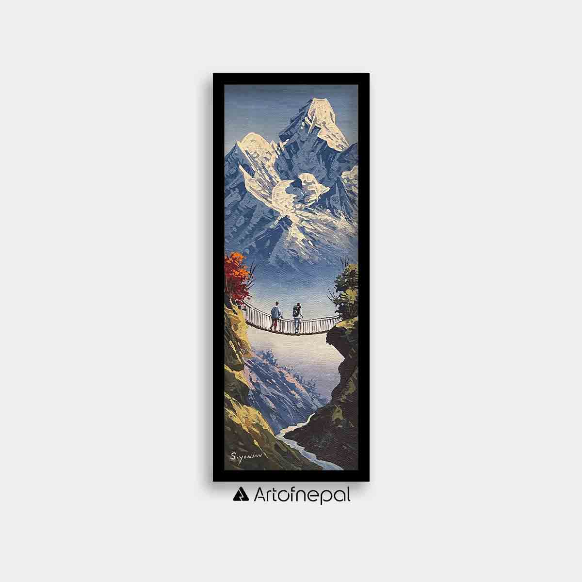 ALSY10 - Trekkers in front of the Mountain - Artofnepal
