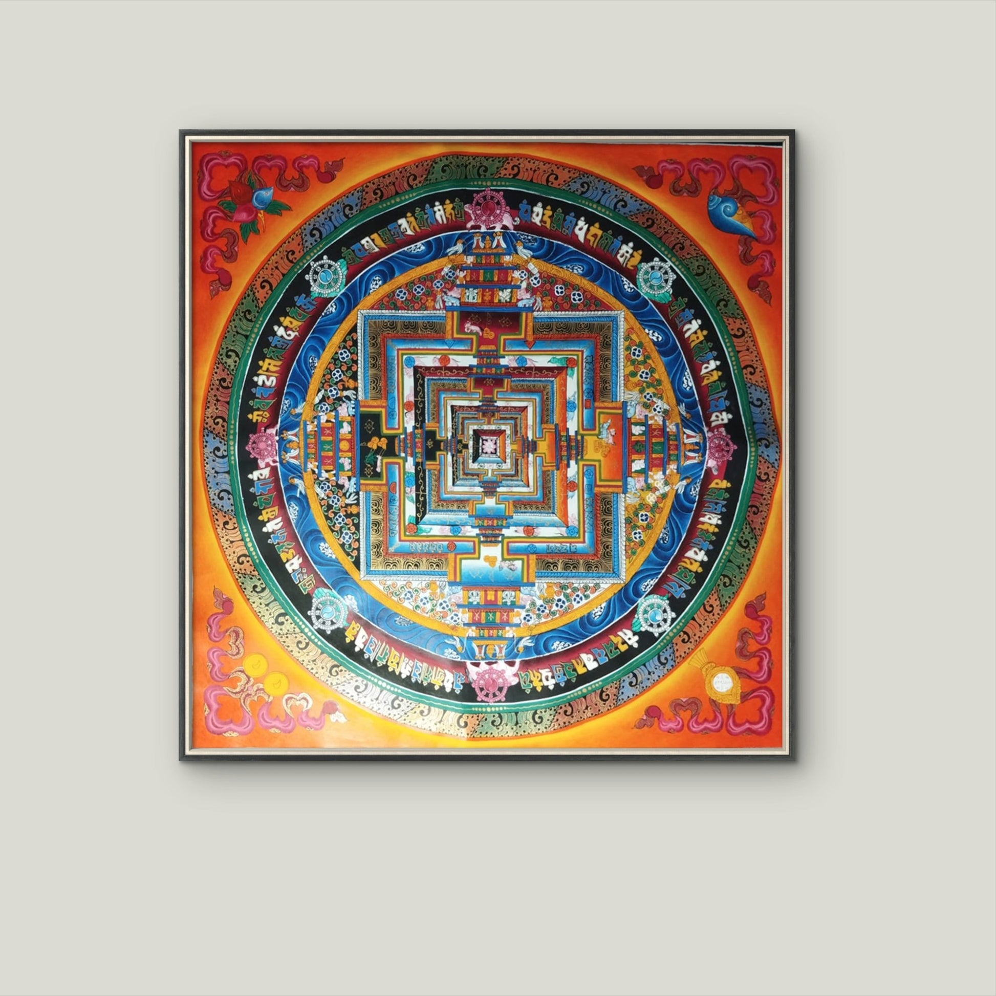 ATSL04 - Hand - Painted Mandala Thangka – Sacred Buddhist Geometry Artwork | Vibrant Spiritual Wall Decor - Artofnepal