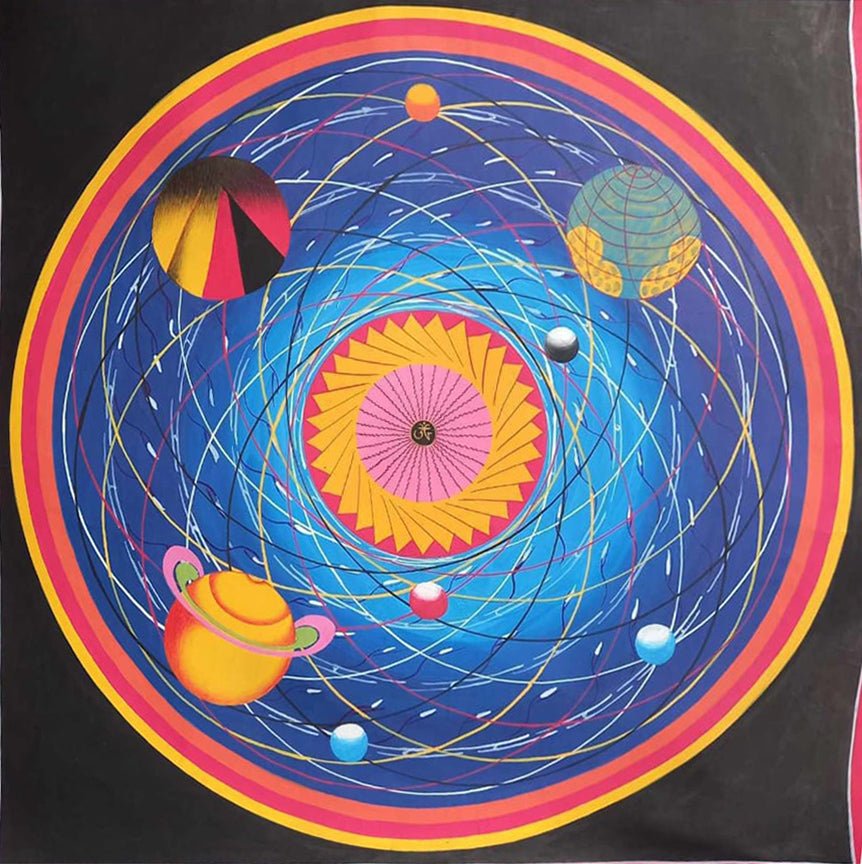 ATSL10 - Cosmic Universe Mandala Thangka painting – Hand Painted Celestial Sacred Geometry - Artofnepal