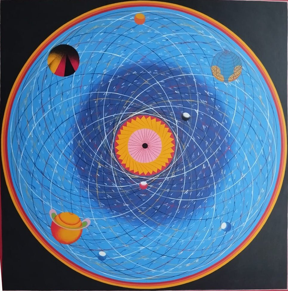 ATSL13 - Cosmic Universe Mandala Thangka painting – Celestial Orbit Sacred Geometry Hand Painted Art - Artofnepal