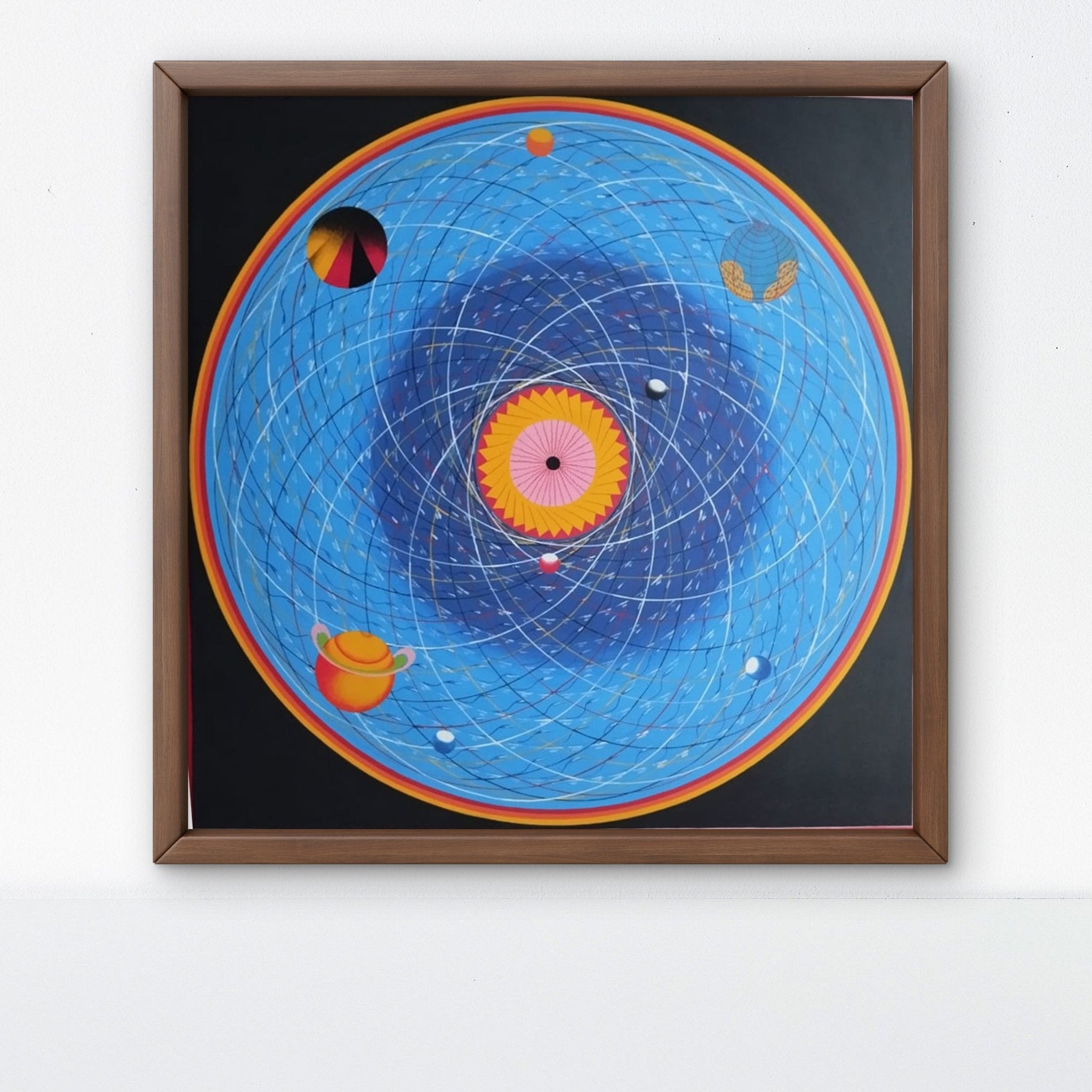 ATSL13 - Cosmic Universe Mandala Thangka painting – Celestial Orbit Sacred Geometry Hand Painted Art - Artofnepal