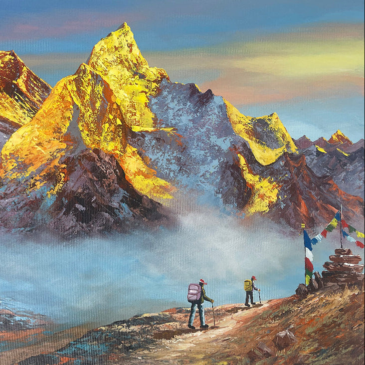 ALJC154- Himalayan Golden Peaks – Mountain Landscape Painting
