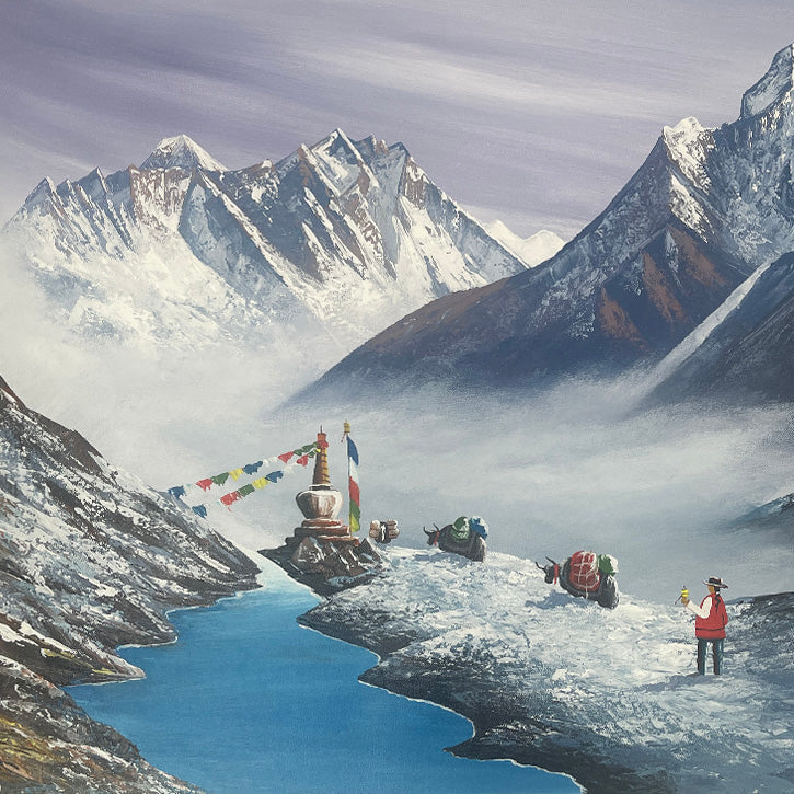 ALJC153- Himalayan Serenity – Handmade Mountain Landscape Painting