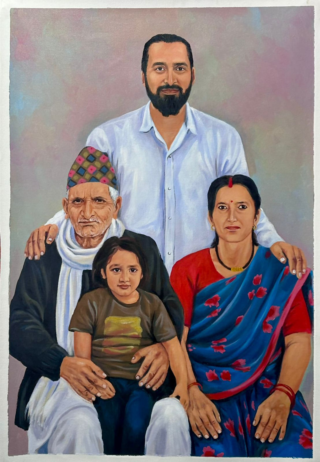Custom Family Portrait Painting (Hand - Painted from Your Photo) - Artofnepal