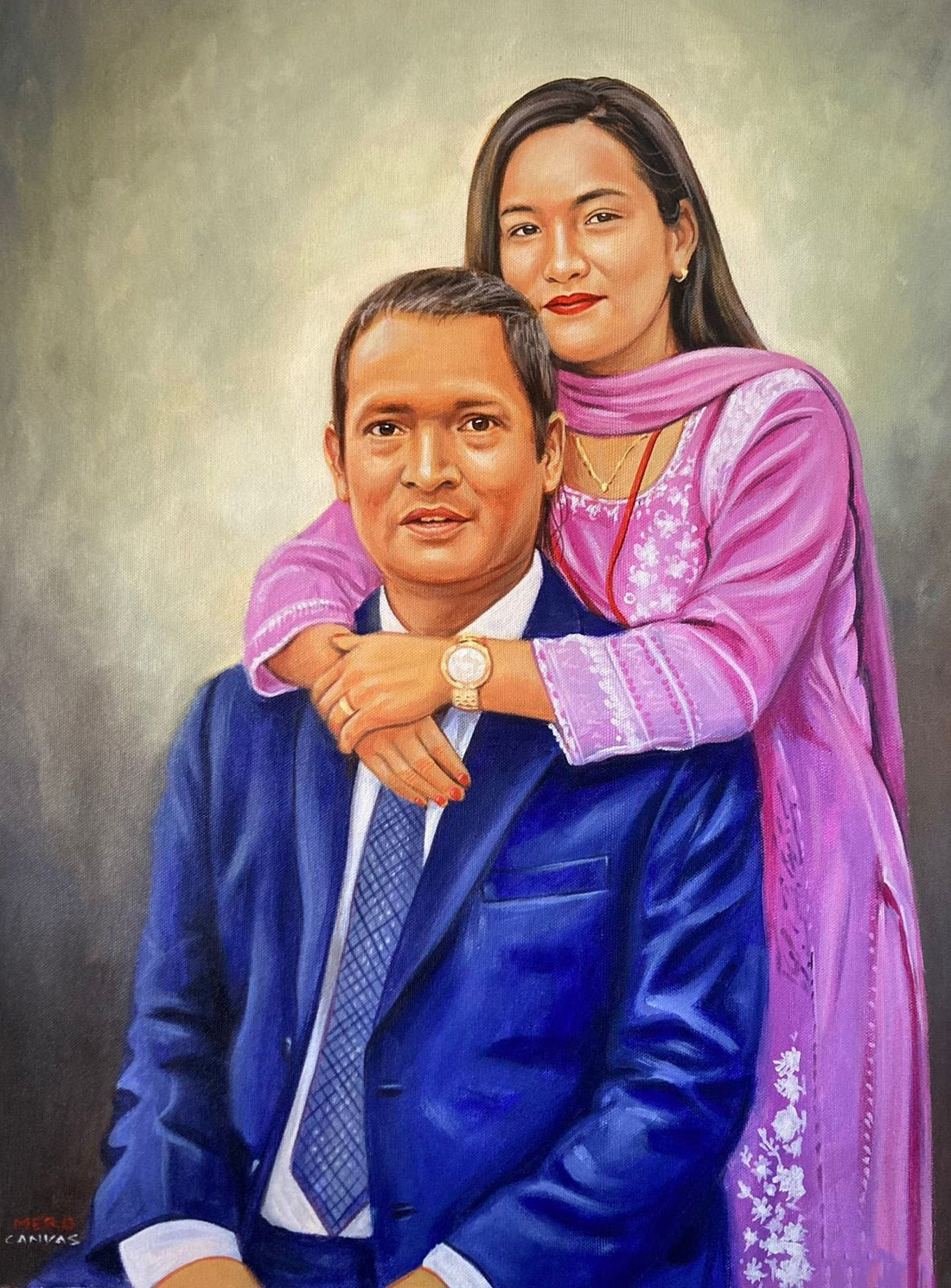 Custom Family Portrait Painting (Hand - Painted from Your Photo) - Artofnepal