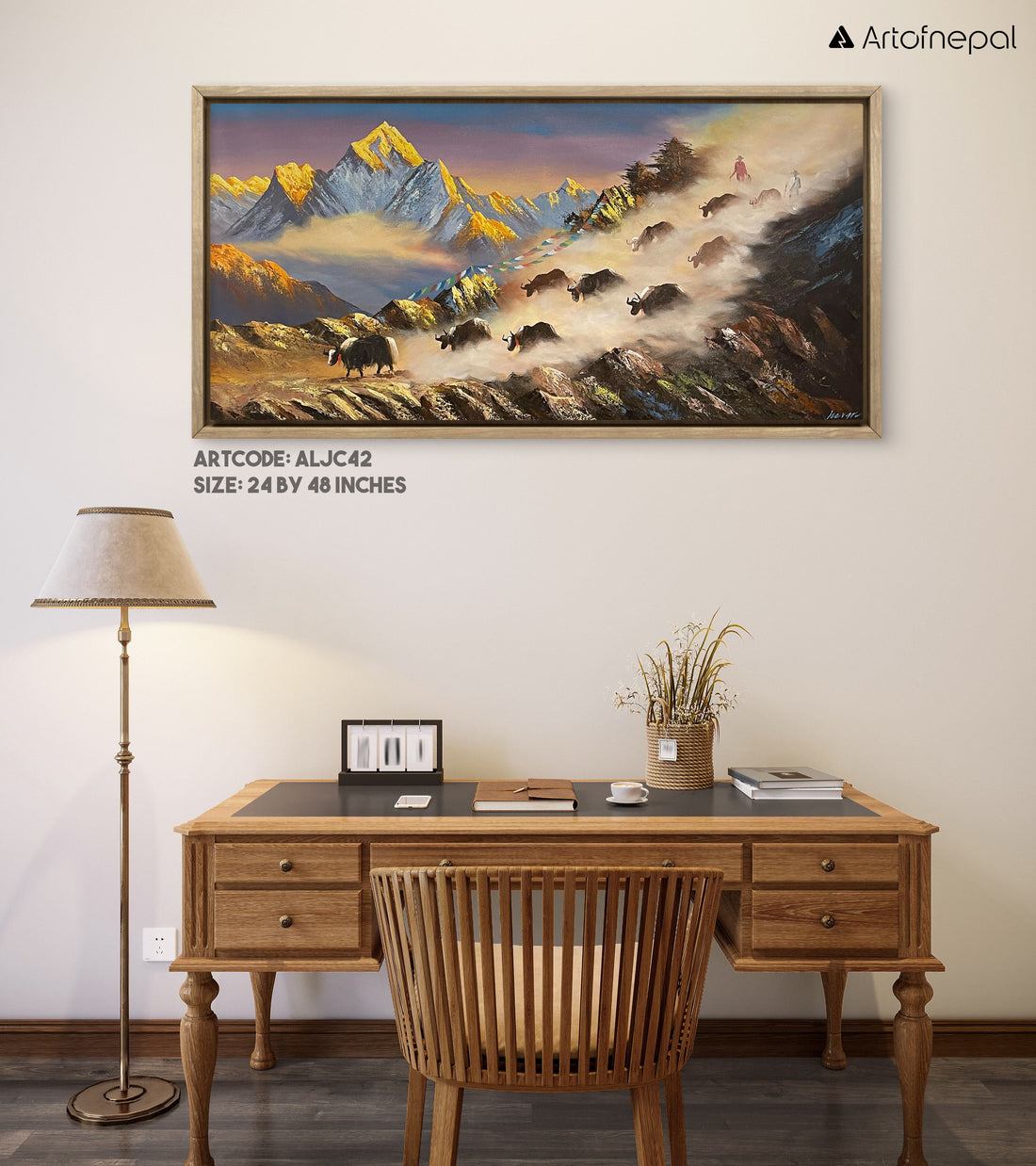 ALJC42 - A herd of yaks with Mountains in the back