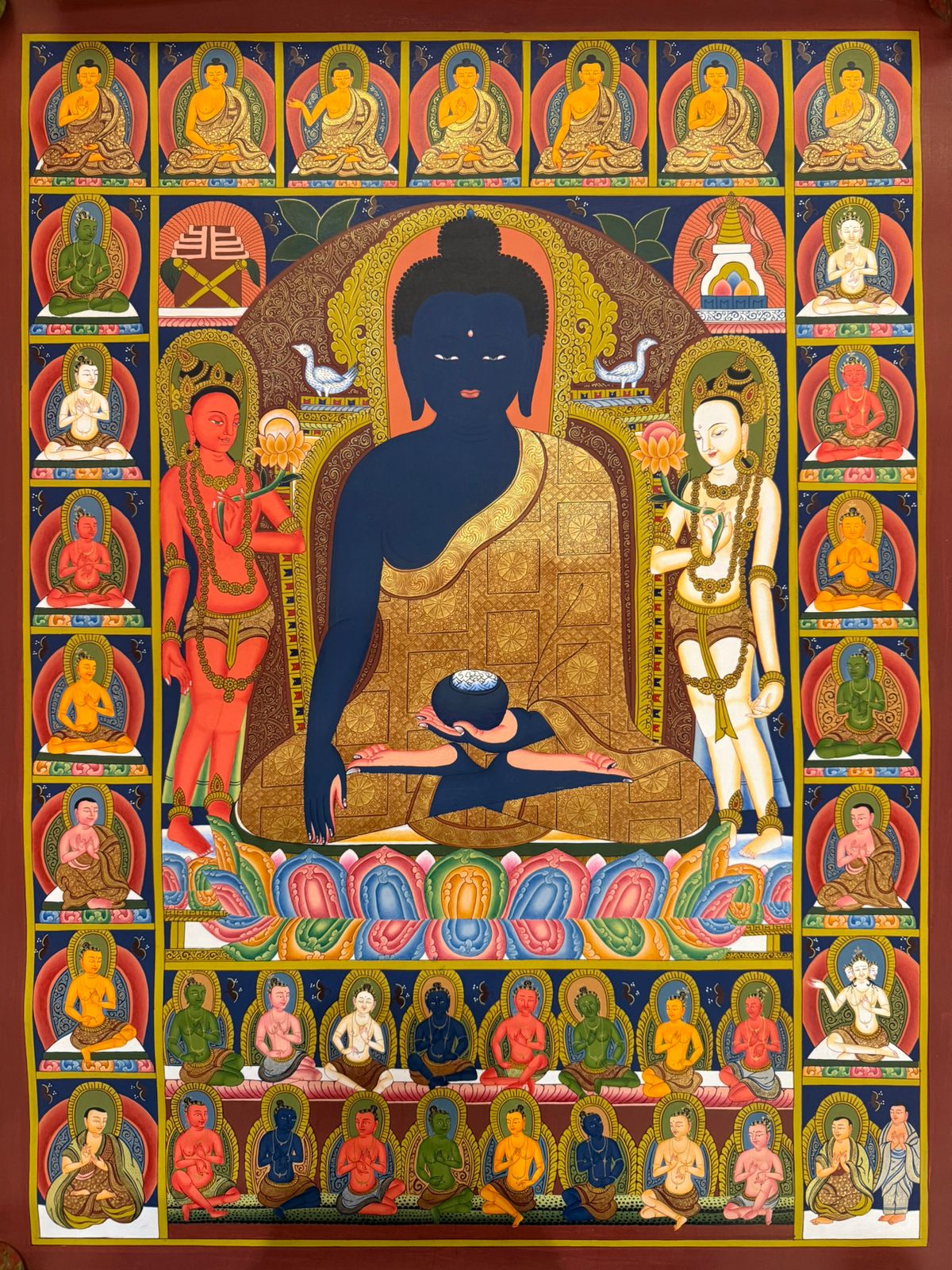 Newari Medicine Buddha Thangka - Artofnepal