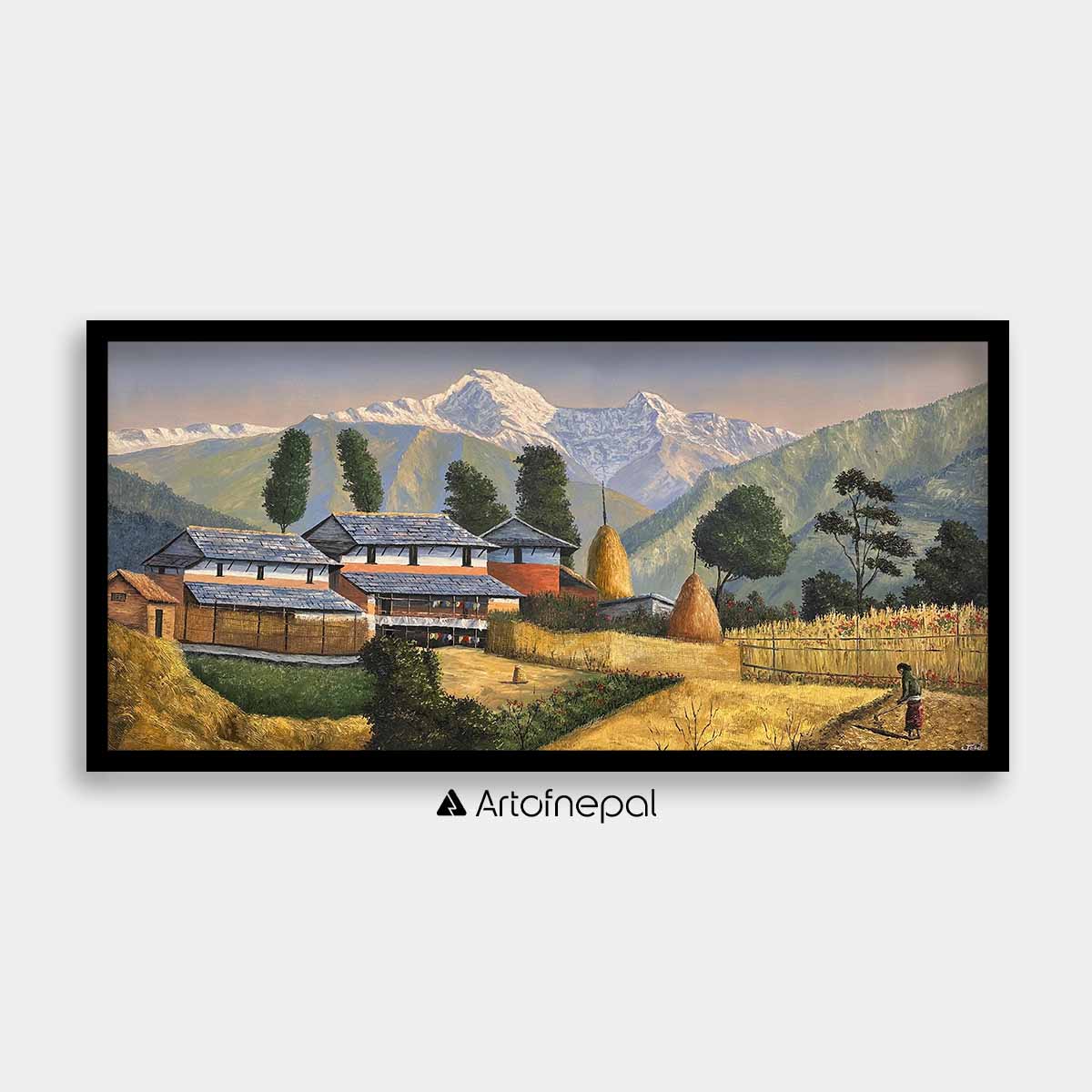 OLJT02 - Peaceful Nepali village with mustard fields - Artofnepal