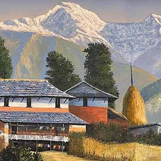 OLJT02 - Peaceful Nepali village with mustard fields - Artofnepal