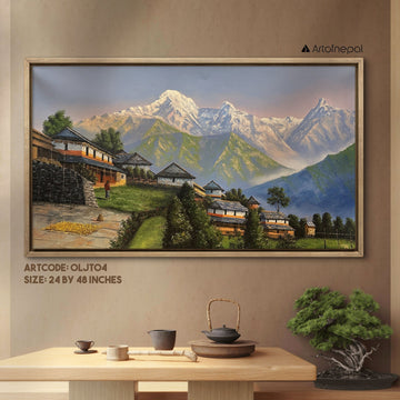 OLJT04 - Nepali village and mountains - Artofnepal