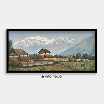 OLJT09 - Traditional Nepali House and Beautiful Mountain - Artofnepal