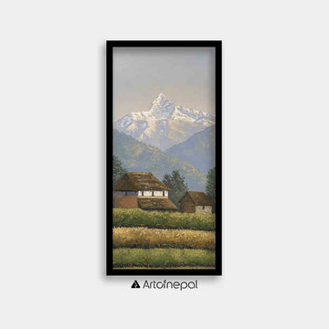 OLJT10 - Annapurna range, Hills and Nepali house - Artofnepal