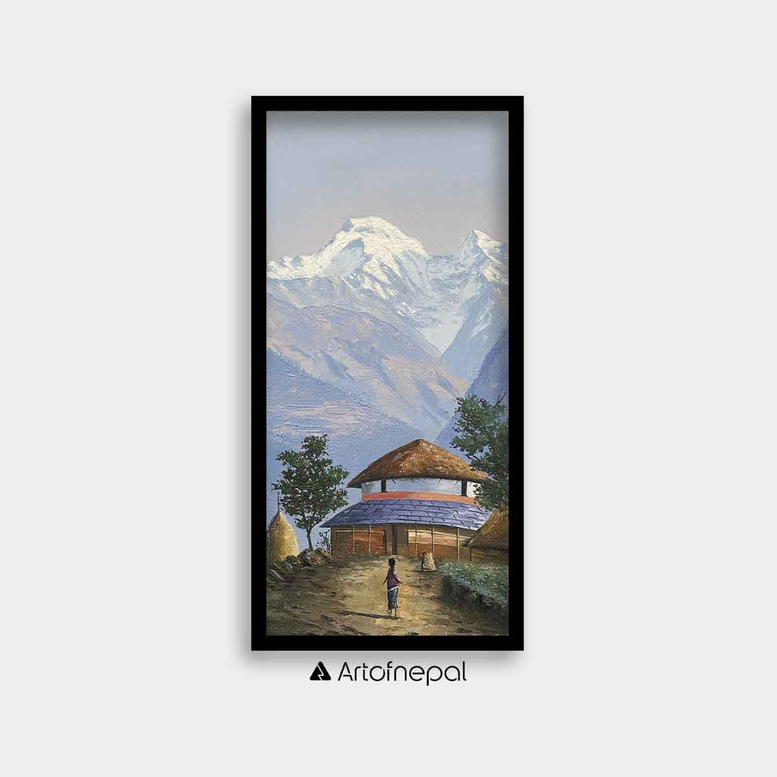 OLJT12 - Snow capped Mt.Annapurna and Village house - Artofnepal