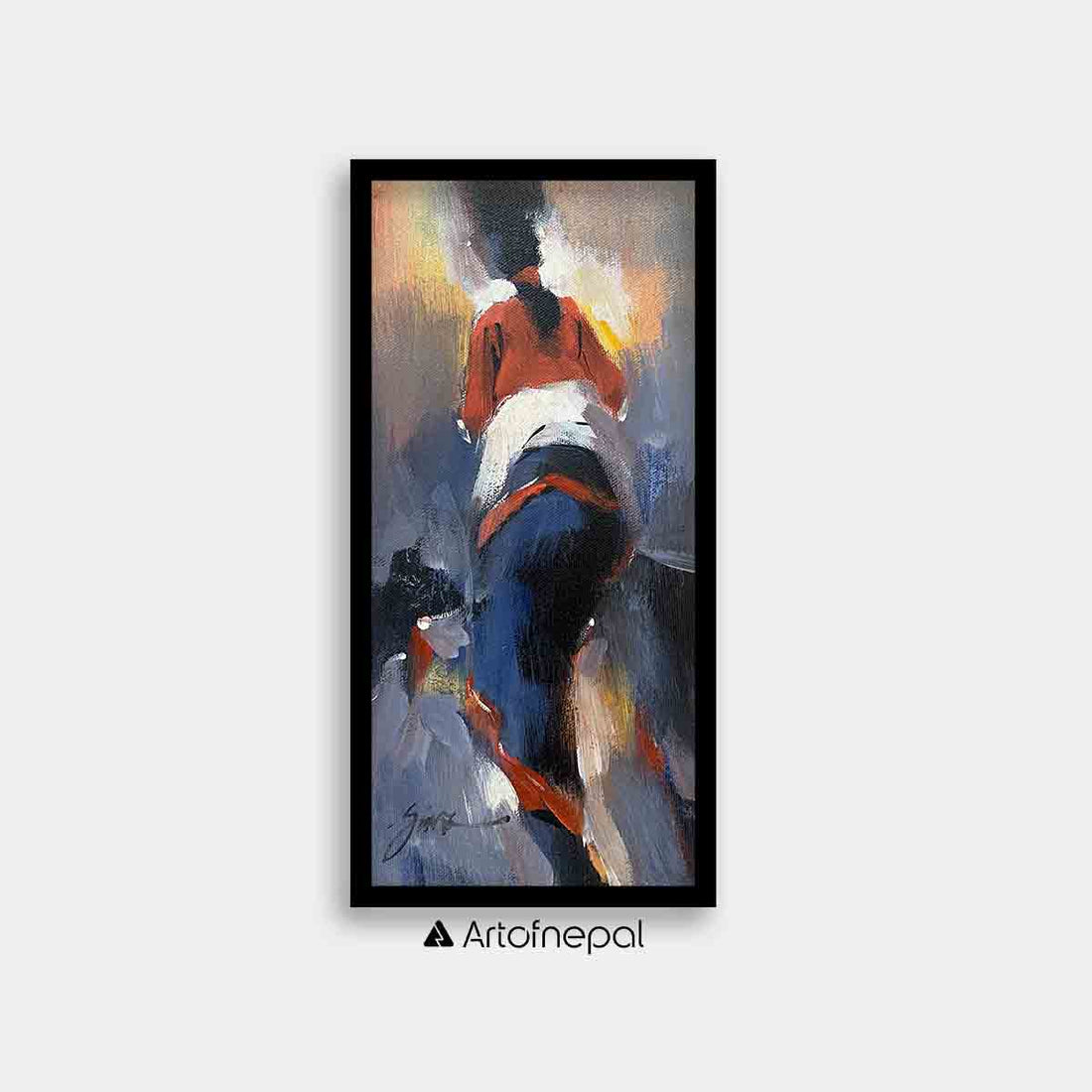 UNAP03 - An acrylic painting of an elder woman - Artofnepal