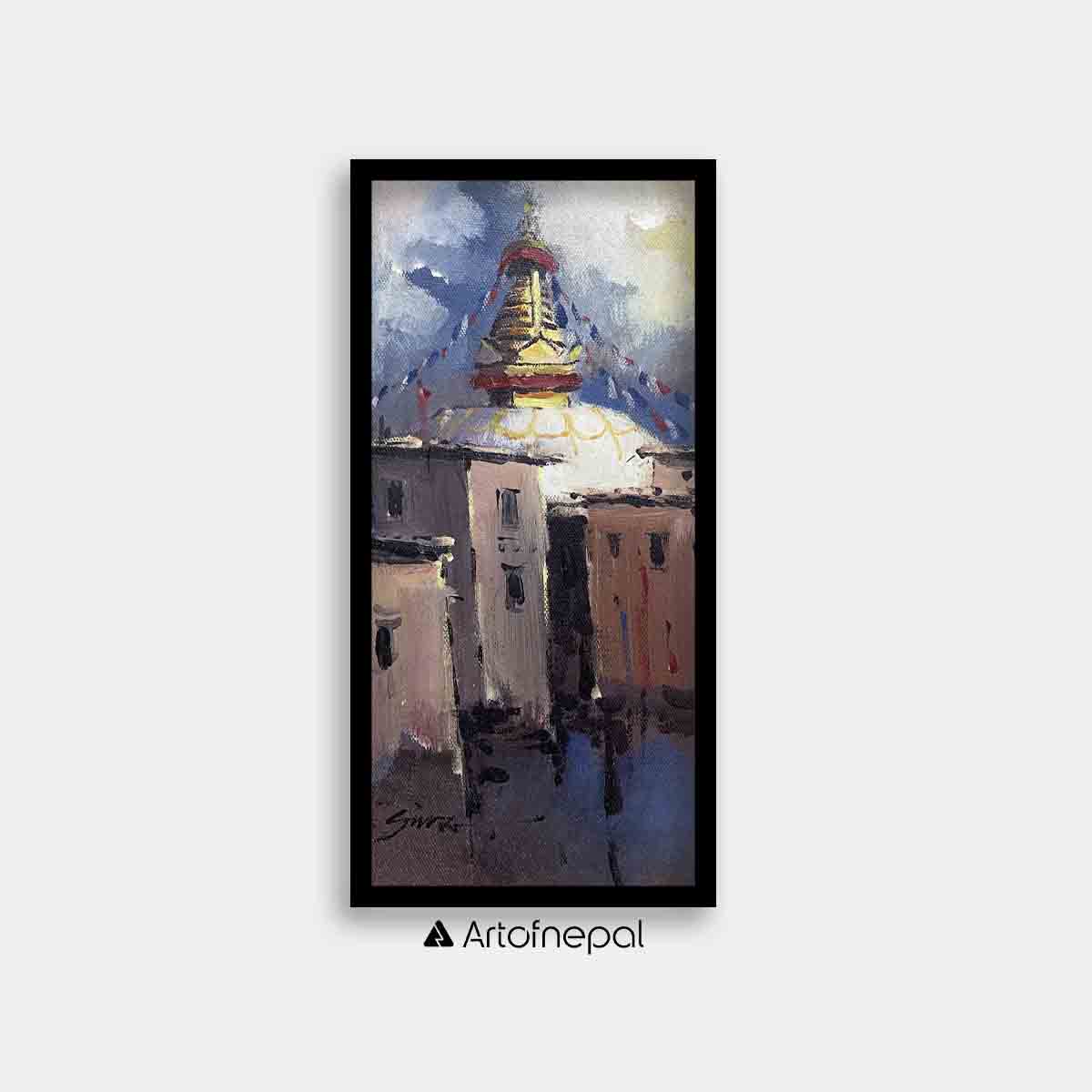 UNAP06 - Beautiful Stupa seen from the streets - Artofnepal