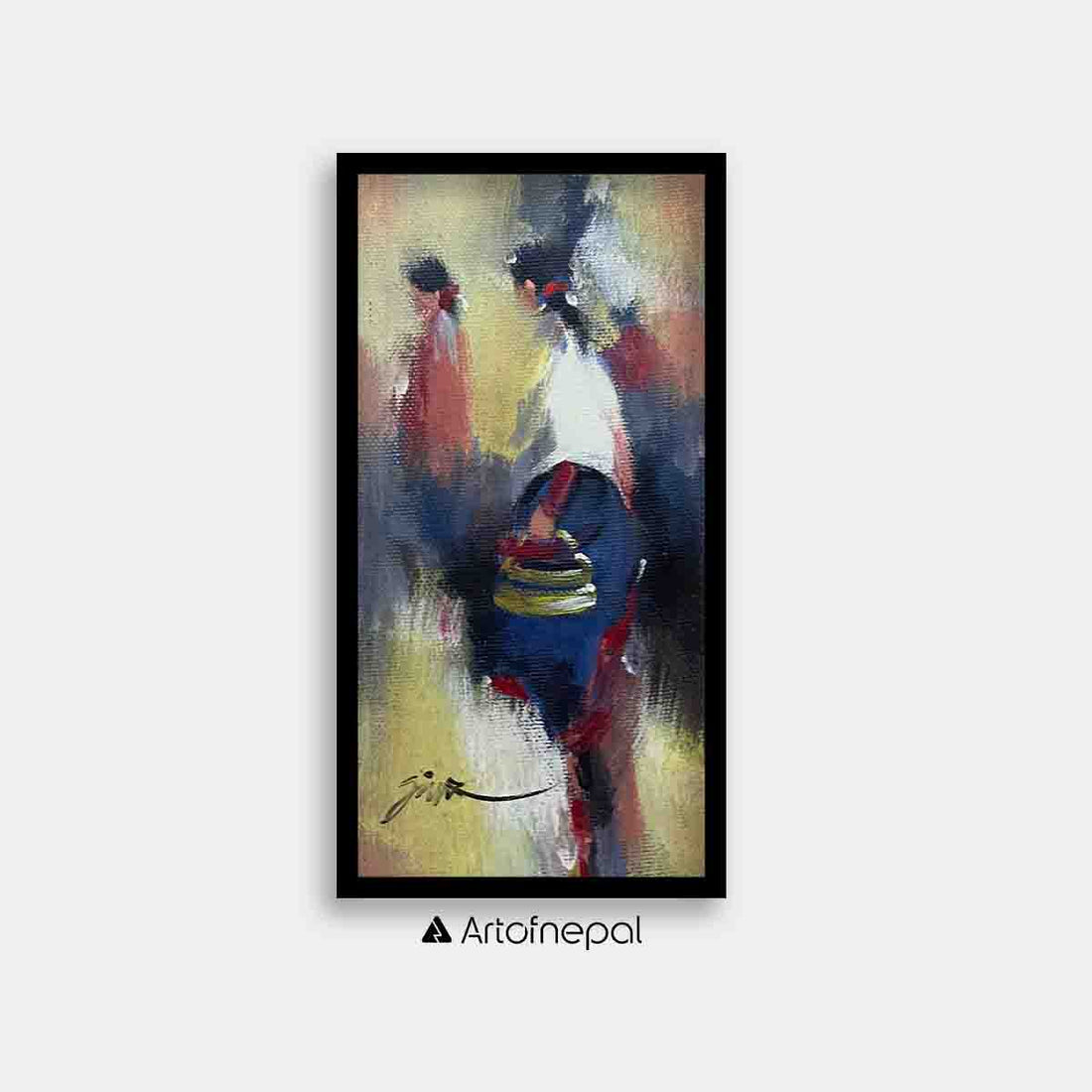 UNAP13 - An abstract painting of Nepali women - Artofnepal