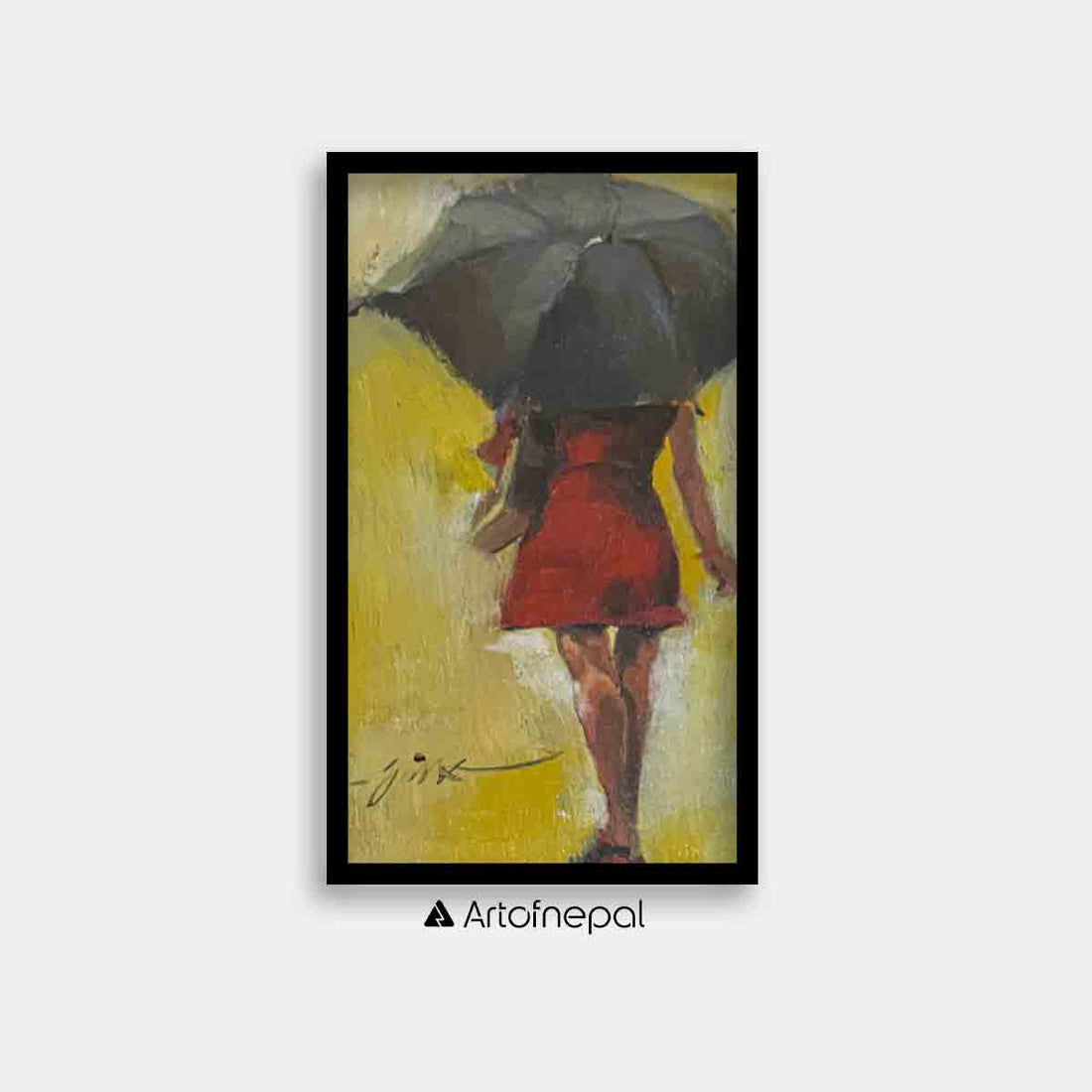 UNAP14 - A woman in red carrying an umbrella - Artofnepal