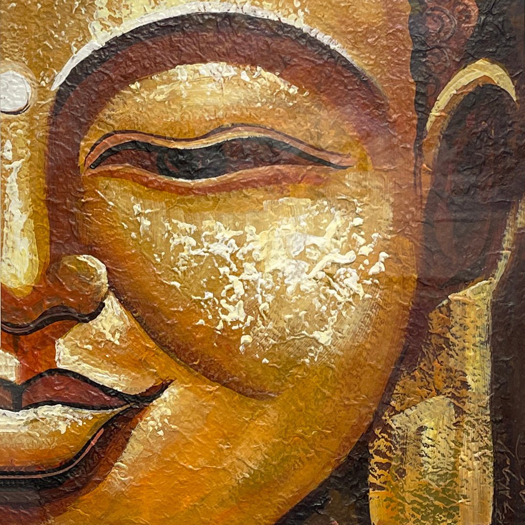UNAP17 - An abstract painting of smiling Buddha - Artofnepal