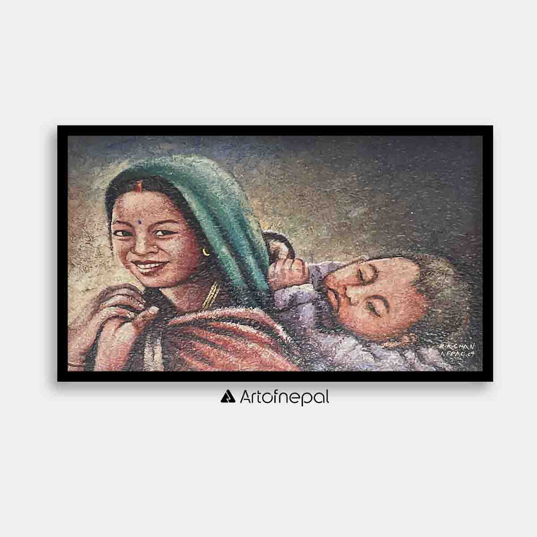 UNAP18 - A woman with her son - Artofnepal