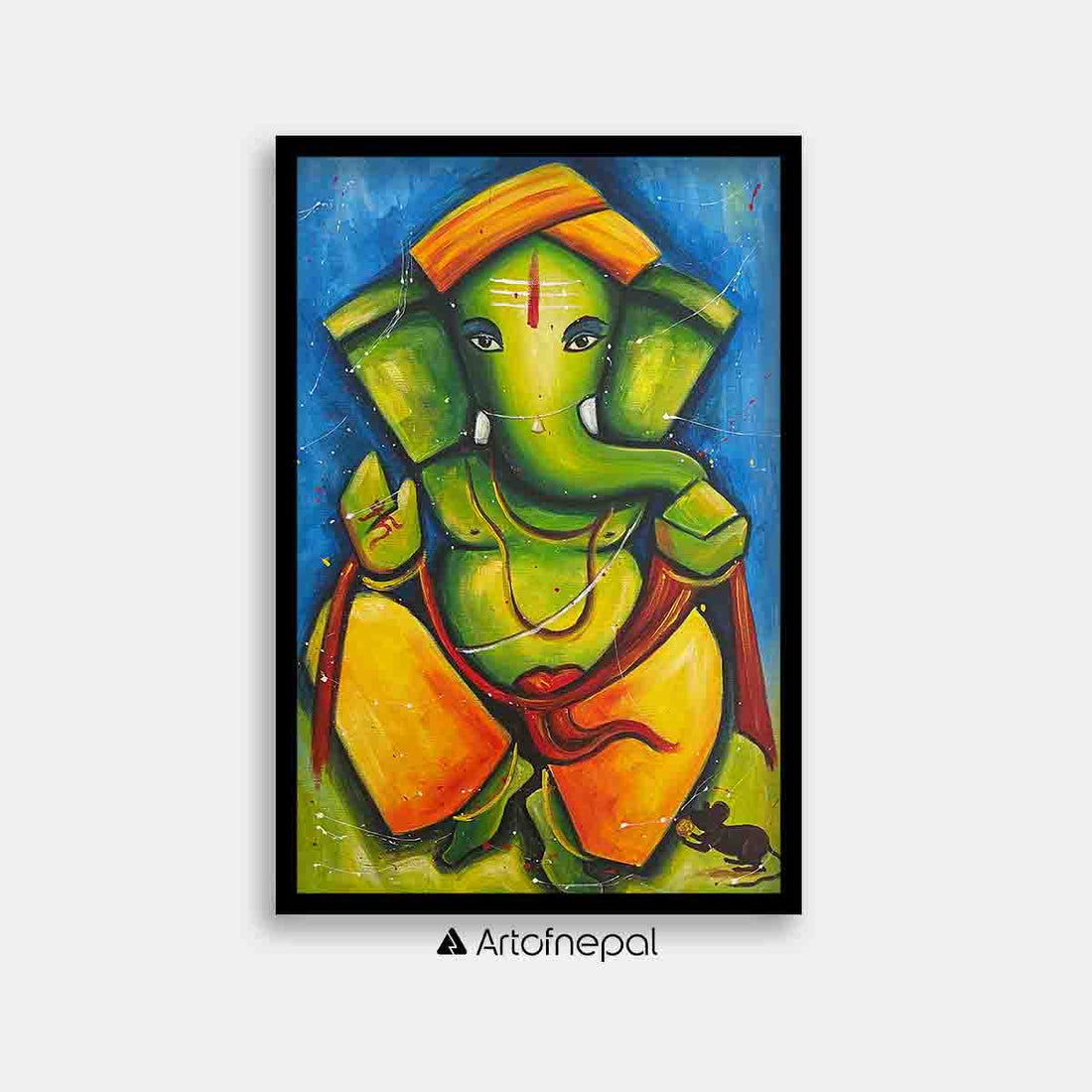 UNAP33 - An abstract painting of Lord Ganesh - Artofnepal