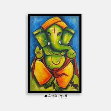 UNAP33 - An abstract painting of Lord Ganesh - Artofnepal