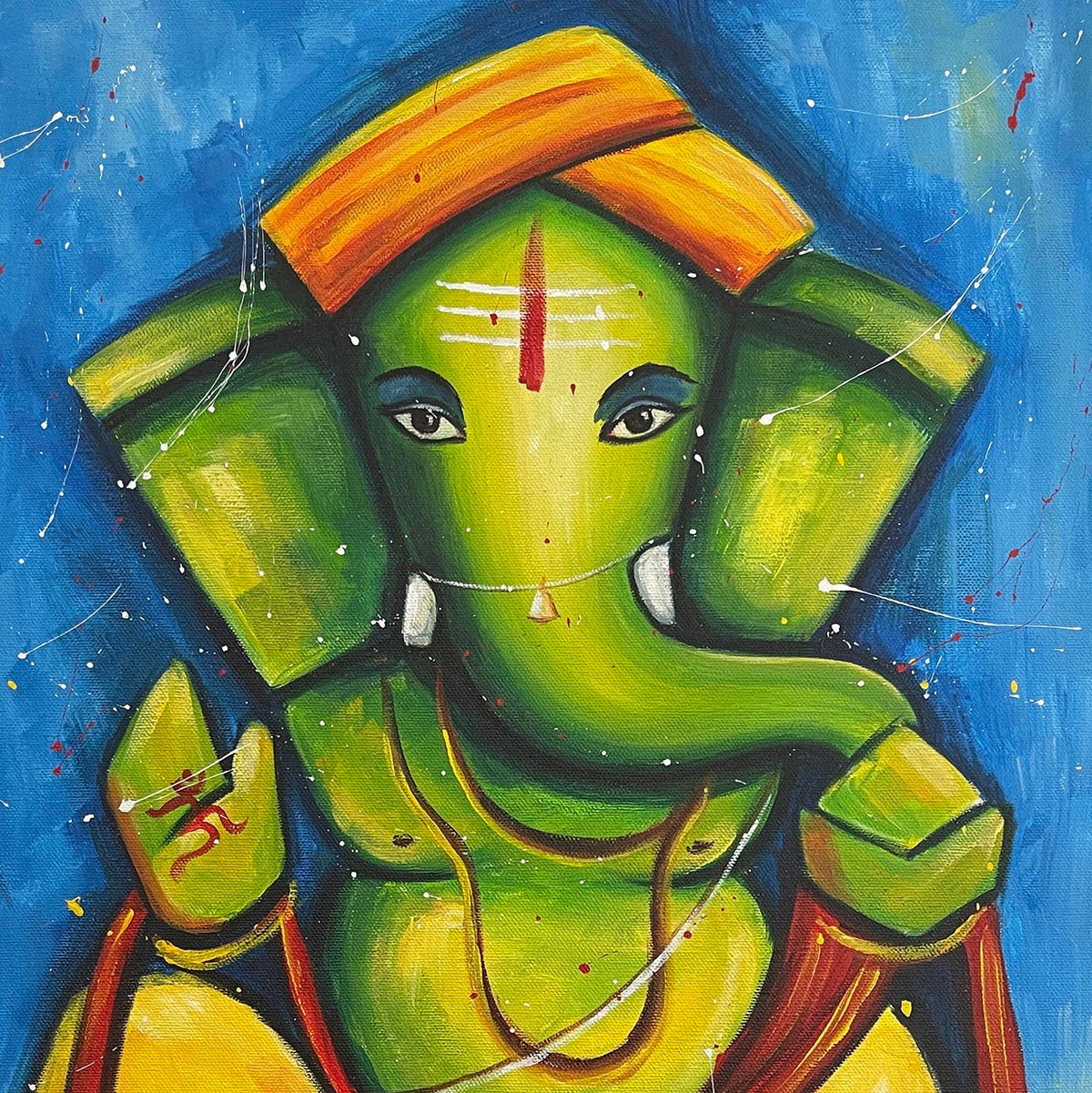 UNAP33 - An abstract painting of Lord Ganesh - Artofnepal