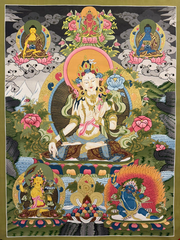 White Tara Thangka - Artofnepal